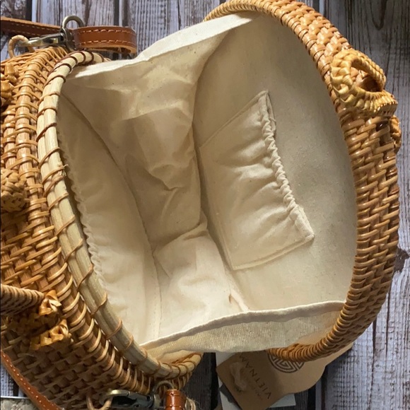 Vietnam Bags Handcrafted In Vietnam Rattan Circle Bag Poshmark